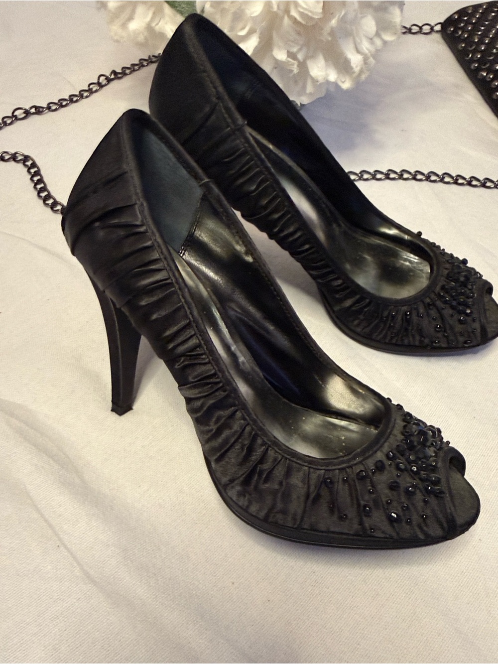 Style & Co. Black Peep-Toe Embellished Heel